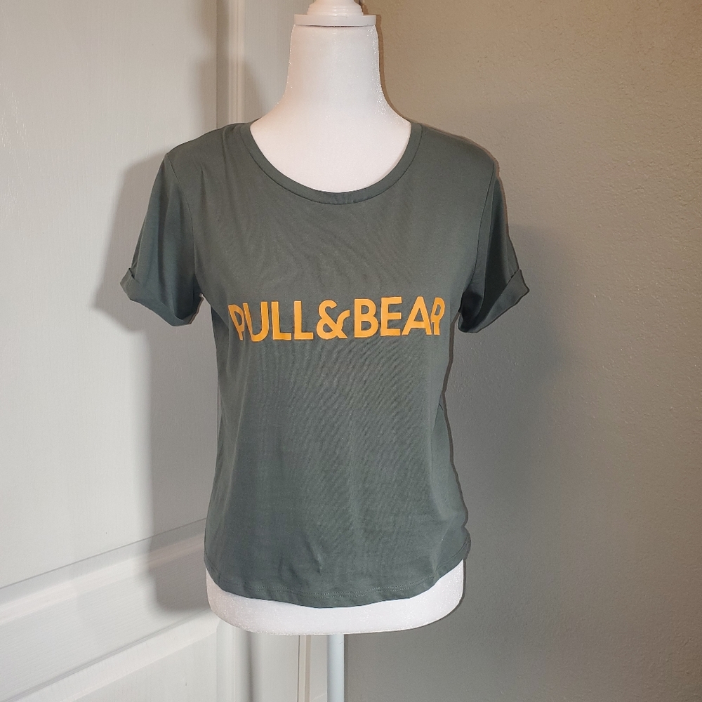 Pull&Bear  Green Crop Tee  M